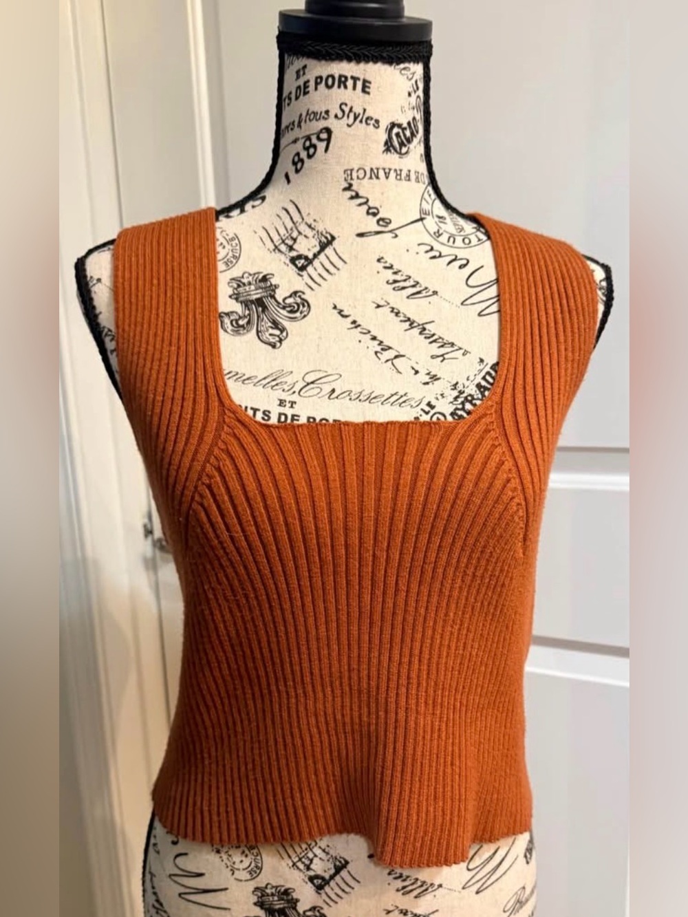 Listicle Ribbed Tank in Rust Orange